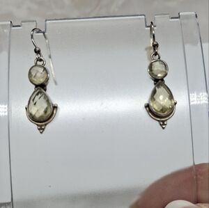 Faceted Citrine Dangle Fishhook 925 Sterling Silver Drop Earrings